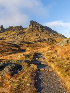 Preview wallpaper mountains, rocks, path, nature