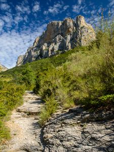 Preview wallpaper mountains, rocks, path, courses, grass