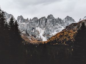 Preview wallpaper mountains, rocks, peak, forest, landscape