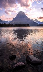 Preview wallpaper mountains, rocks, peak, lake, stones