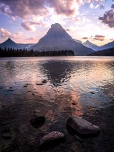 Preview wallpaper mountains, rocks, peak, lake, stones