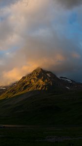 Preview wallpaper mountains, rocks, peak, slope, clouds