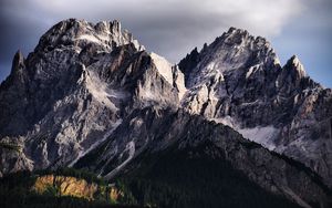 Preview wallpaper mountains, rocks, peak, slope, forest