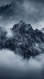 Preview wallpaper mountains, rocks, peaks, clouds, nature, dark