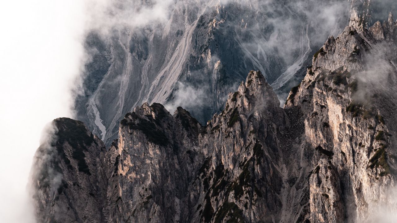 Wallpaper mountains, rocks, peaks, clouds, mountain range