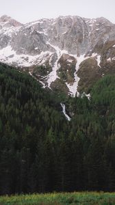 Preview wallpaper mountains, rocks, peaks, snow, trees