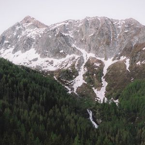 Preview wallpaper mountains, rocks, peaks, snow, trees