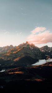 Preview wallpaper mountains, rocks, peaks, fog, clouds