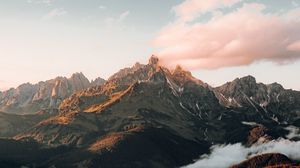 Preview wallpaper mountains, rocks, peaks, fog, clouds