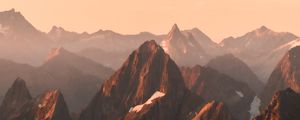 Preview wallpaper mountains, rocks, peaks, sunset, distance