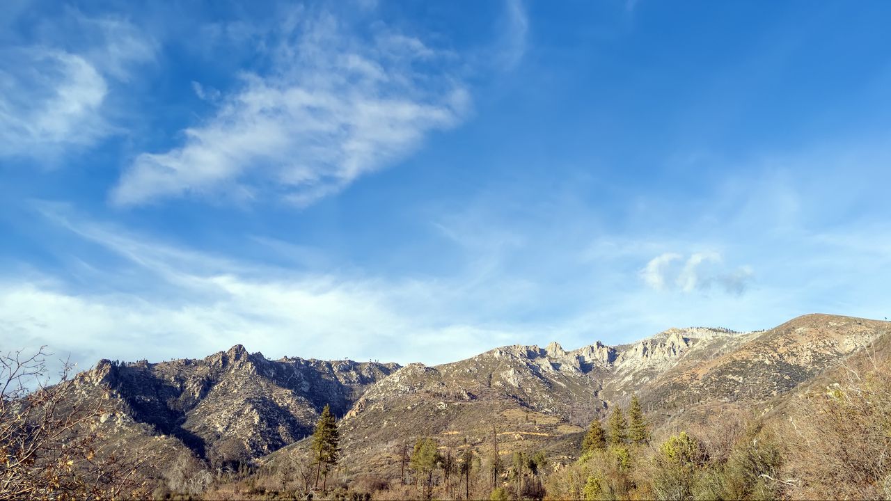 Wallpaper mountains, rocks, peaks, sky, clouds