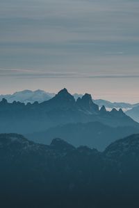 Preview wallpaper mountains, rocks, peaks, distance, fog