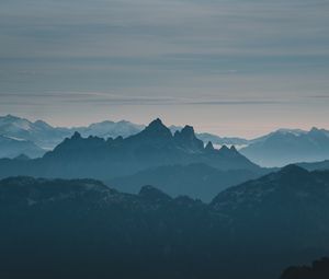 Preview wallpaper mountains, rocks, peaks, distance, fog