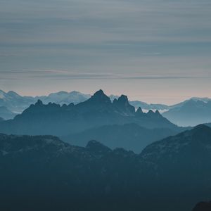 Preview wallpaper mountains, rocks, peaks, distance, fog