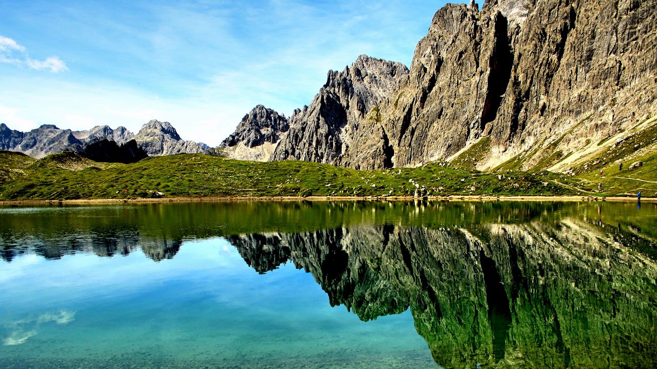 Wallpaper mountains, rocks, reflection, lake