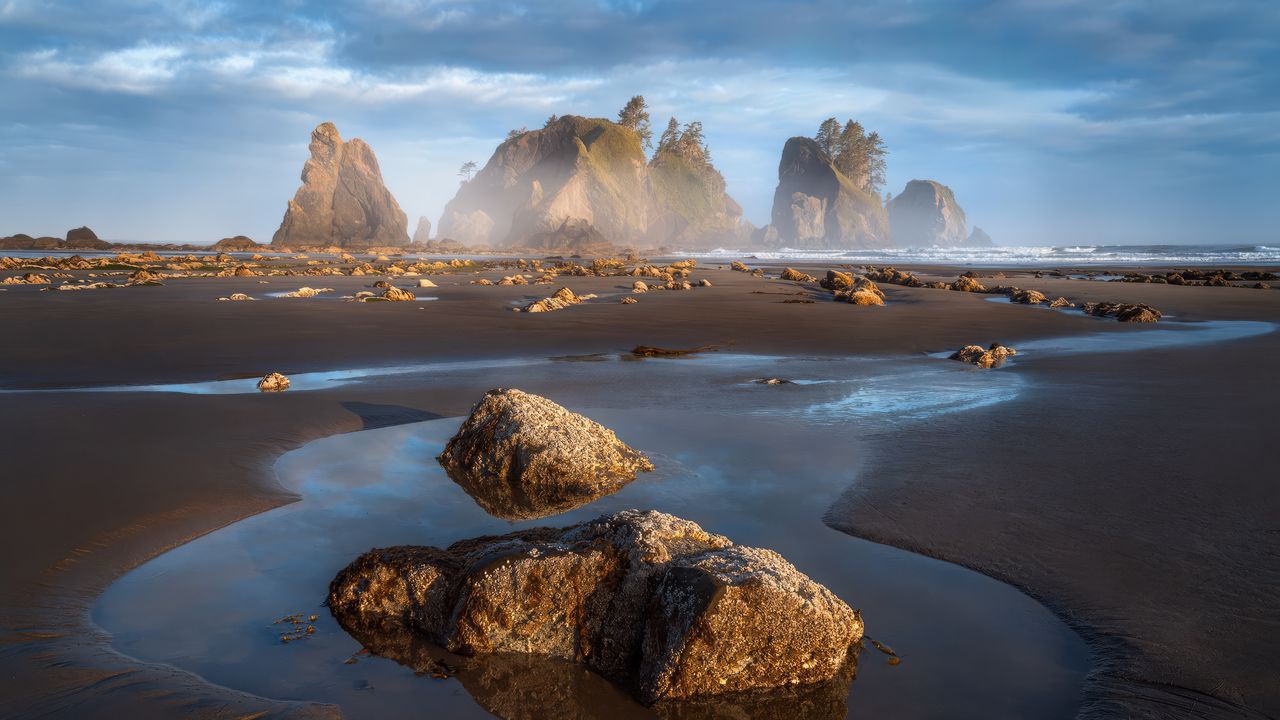 Wallpaper mountains, rocks, sand, water, landscape, nature