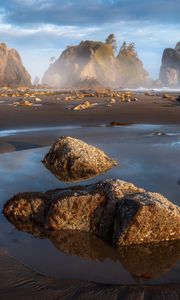 Preview wallpaper mountains, rocks, sand, water, landscape, nature