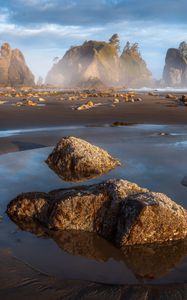 Preview wallpaper mountains, rocks, sand, water, landscape, nature