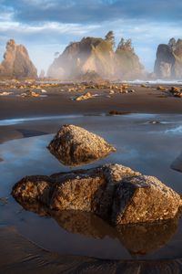 Preview wallpaper mountains, rocks, sand, water, landscape, nature