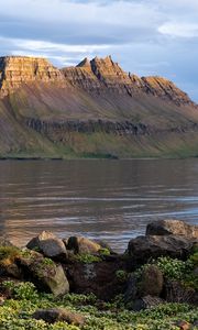 Preview wallpaper mountains, rocks, sea, stones, landscape