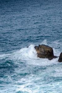 Preview wallpaper mountains, rocks, sea, waves, splashes, nature