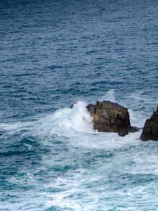 Preview wallpaper mountains, rocks, sea, waves, splashes, nature