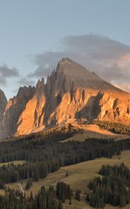 Preview wallpaper mountains, rocks, shadows, trees, valley