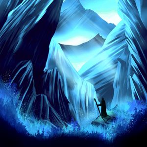Preview wallpaper mountains, rocks, silhouette, travel, art