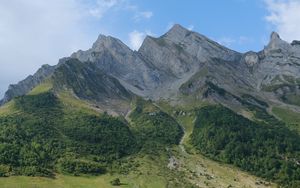 Preview wallpaper mountains, rocks, sky, trees, nature