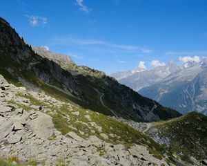 Preview wallpaper mountains, rocks, slope, shadow, landscape