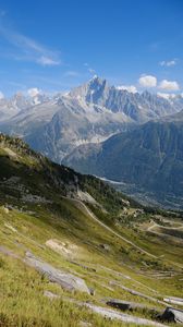 Preview wallpaper mountains, rocks, slope, grass, stones, nature