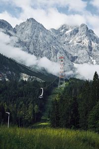 Preview wallpaper mountains, rocks, slope, cable car, trees