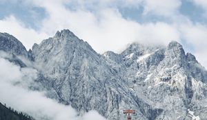 Preview wallpaper mountains, rocks, slope, cable car, trees