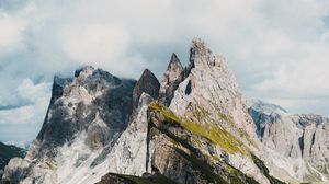 Preview wallpaper mountains, rocks, slope, grass, clouds