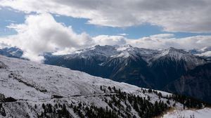 Preview wallpaper mountains, rocks, slope, snow, snowy