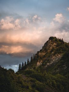 Preview wallpaper mountains, rocks, slope, trees, sky