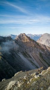Preview wallpaper mountains, rocks, slope, fog, nature