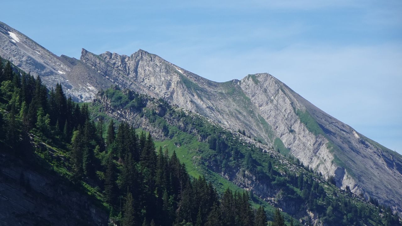 Wallpaper mountains, rocks, slope, trees, landscape