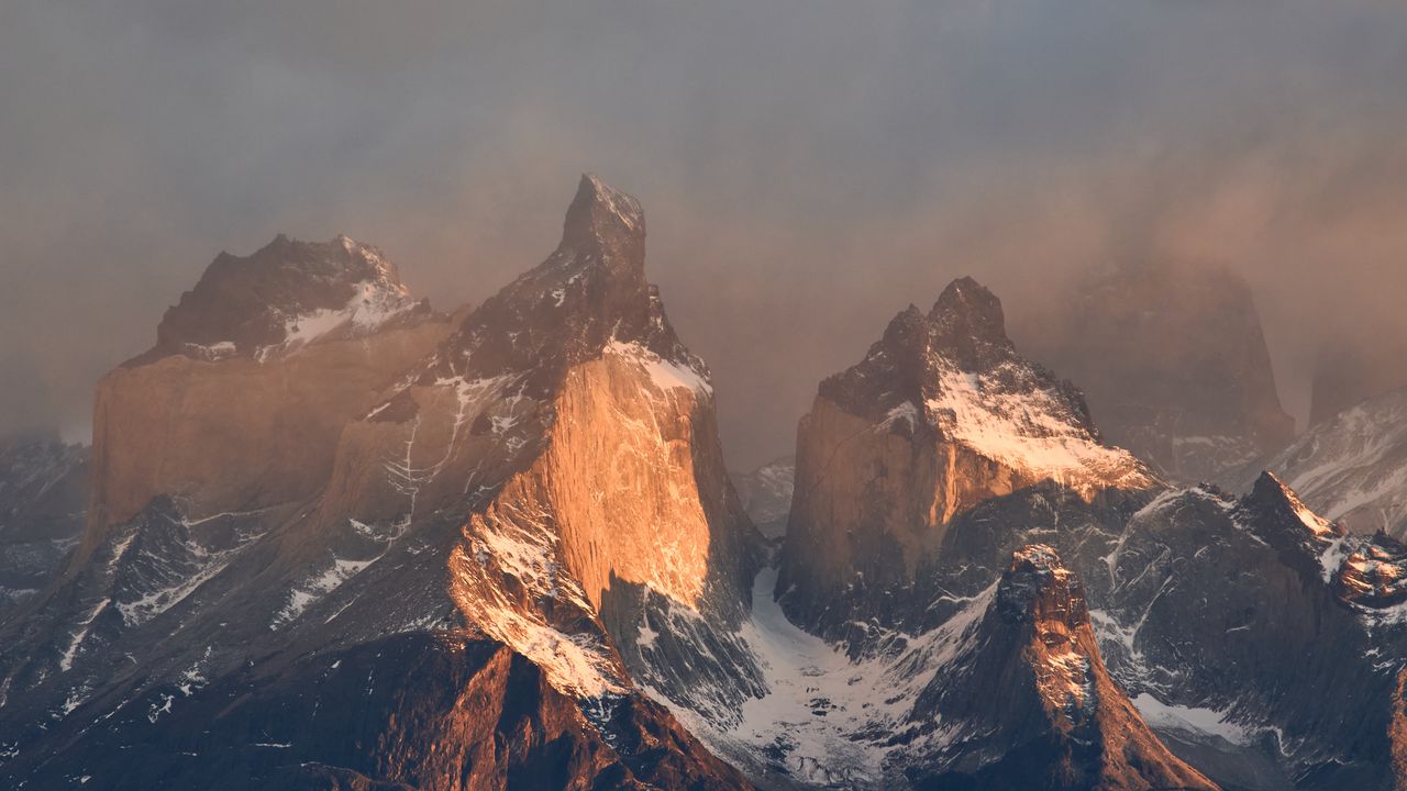 Wallpaper mountains, rocks, snow, fog, nature