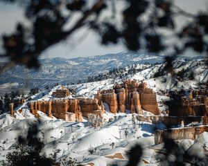 Preview wallpaper mountains, rocks, snow, winter, landscape
