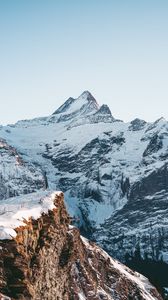 Preview wallpaper mountains, rocks, snow, snowy, sky, slope