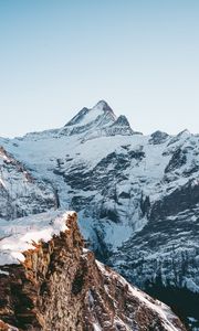 Preview wallpaper mountains, rocks, snow, snowy, sky, slope