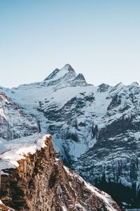 Preview wallpaper mountains, rocks, snow, snowy, sky, slope