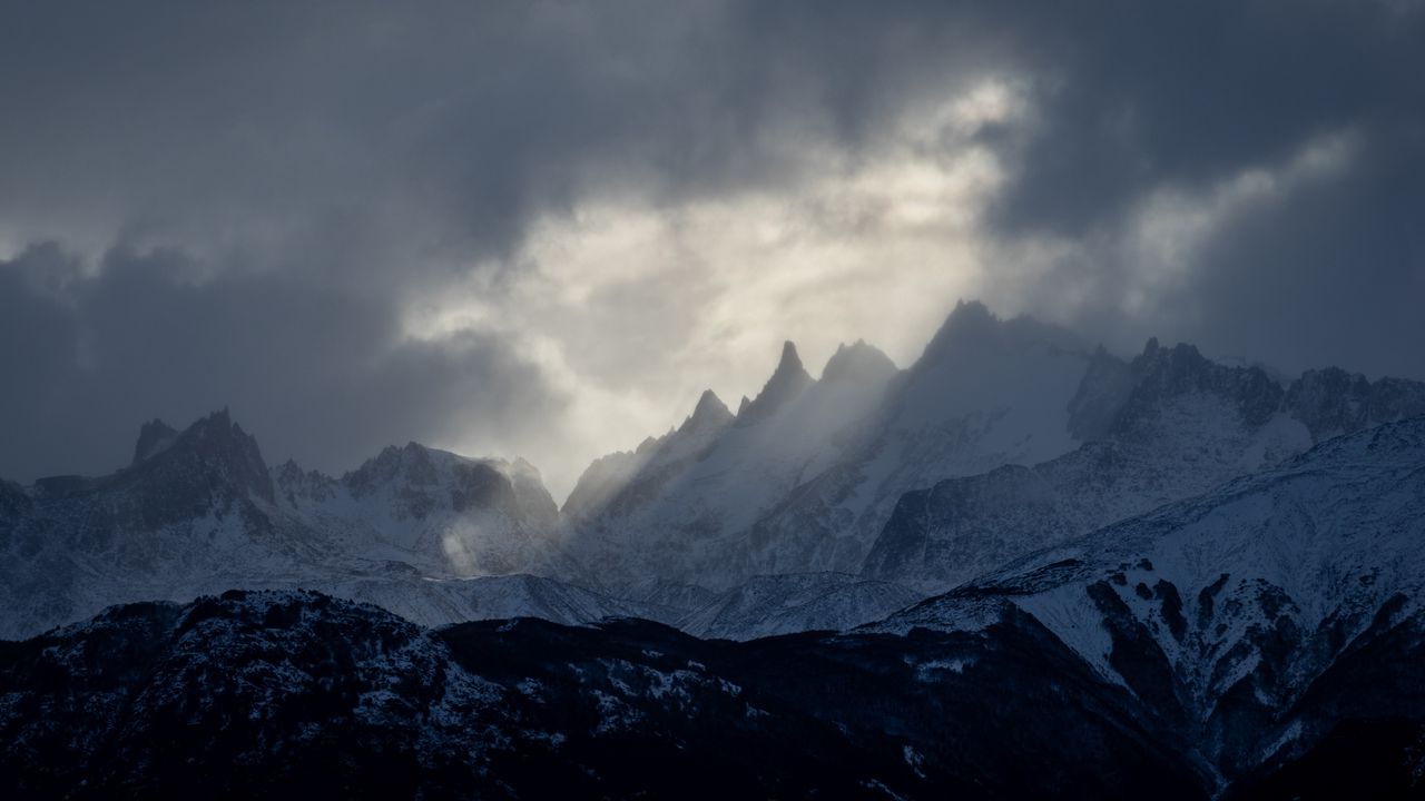 Wallpaper mountains, rocks, snow, snowy, clouds
