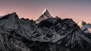 Preview wallpaper mountains, rocks, snow, snowy, slope, sky