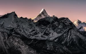 Preview wallpaper mountains, rocks, snow, snowy, slope, sky