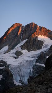 Preview wallpaper mountains, rocks, snow, snowy, relief, slope