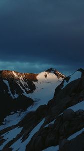 Preview wallpaper mountains, rocks, snow, snowy, sky, stones