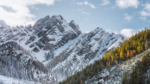 Preview wallpaper mountains, rocks, snow, snowy, sea, sky