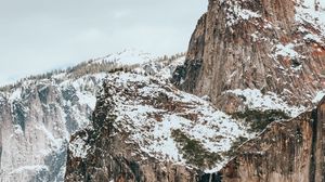 Preview wallpaper mountains, rocks, snow, trees, landscape, winter